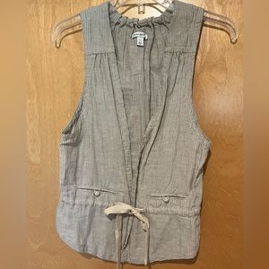 Beige striped linen cotton blend vest.